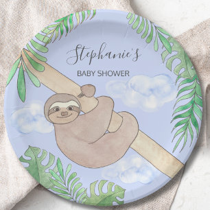 Assiettes En Carton Jote Baby shower garçon Sloth