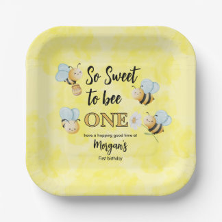 Assiettes En Carton Jote Bee One Jaune Noir Premier Anniversaire