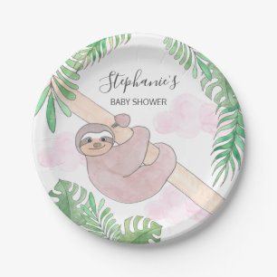 Assiettes En Carton Jote Sloth Baby Girl Baby shower 