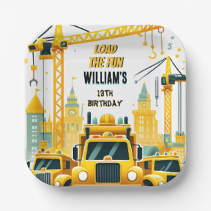 Assiettes En Carton jouer enfants Construction simple camions 5e anniv