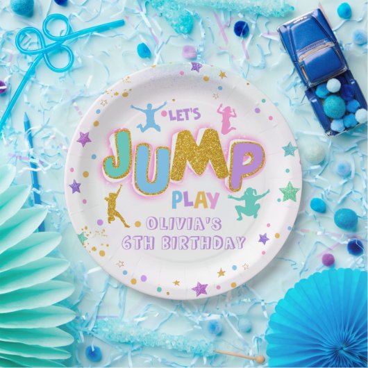 Assiettes En Carton Jouer Jeu Anniversaire Jump Trampoline Plaque papi (Fête)
