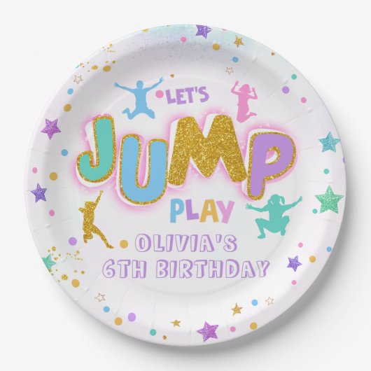 Assiettes En Carton Jouer Jeu Anniversaire Jump Trampoline Plaque papi (Devant)