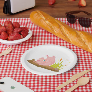 Assiettes En Carton Jouer le cochon dans la boue drôle animal de ferme