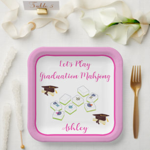Assiettes En Carton Jouer Mahjong PERSONNALISÉ pour la remise des dipl