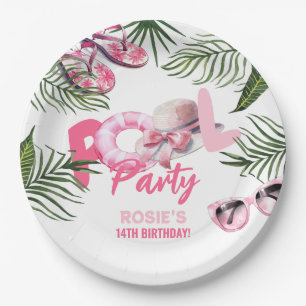 Assiettes En Carton Jouer Pink Pool Party Fille Anniversaire