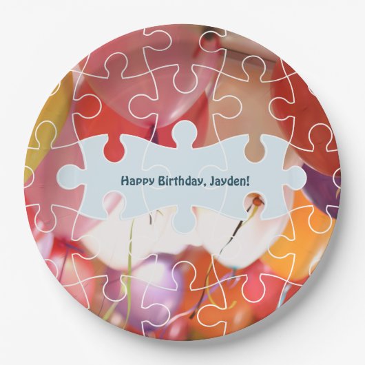 Assiettes En Carton Jouer Puzzle Balloon Anniversaire Plaques papier d (Devant)