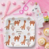 Assiettes En Carton Jouet blanc mignon animal Cactus Camel Llama Anniv (Fête)