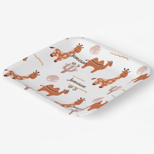 Assiettes En Carton Jouet blanc mignon animal Cactus Camel Llama Anniv (Angulaire)