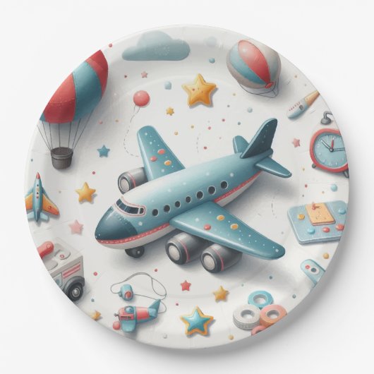 Assiettes En Carton Jouet d'avion (Devant)