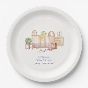 Assiettes En Carton Jouets de nurserie bleus pour la Baby Shower de Pe