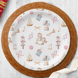 Assiettes En Carton Jouets et bonbons de Noël en aquarelle