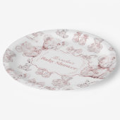 Assiettes En Carton Jouets Roses Toile De Jouy Baby shower (Angle)