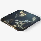 Assiettes En Carton Joueur de basket-ball en néon brillant (Angulaire)