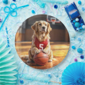 Assiettes En Carton Joueur de basketball Golden Retriever (Fête)