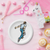 Assiettes En Carton Joueur de bowling rétro lancer la balle (Fête)