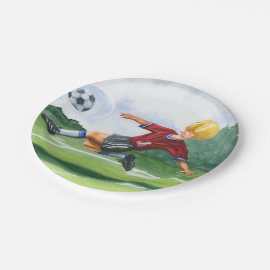 Assiettes En Carton Joueur de football à la balle par Jay Throckmorton (Angle)