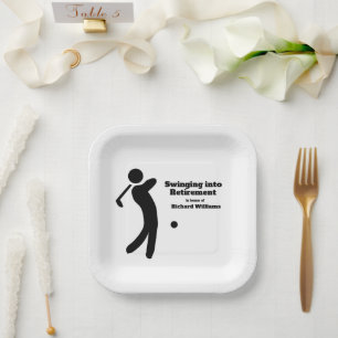 Assiettes En Carton Joueur de golf à la retraite basculant dans le mod