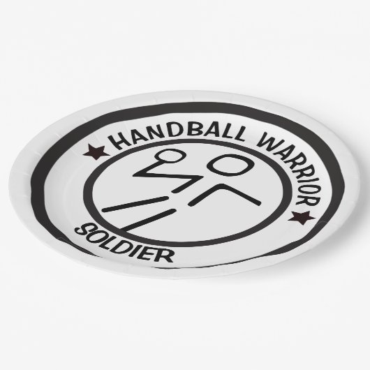 ASSIETTES EN CARTON JOUEUR DE HANDBALL STYLISÉ (Angle)