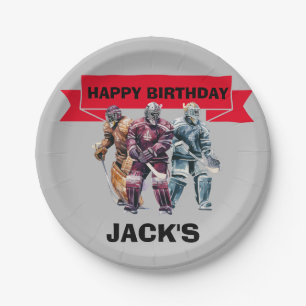 Assiettes En Carton Joueur de hockey thème de fête d'anniversaire