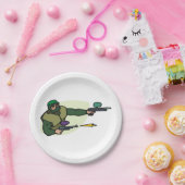 Assiettes En Carton Joueur de Paintball avec double marqueur Action Sp (Fête)