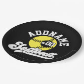 Assiettes En Carton Joueur de softball personnalisé AJOUTER LE NOM Équ (Angle)