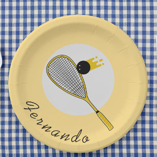 Assiettes En Carton Joueur de squash Entraîneur Rackball Nom personnal