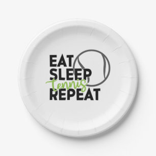Assiettes En Carton Joueur de tennis Mangez Sleep Tennis Repeat