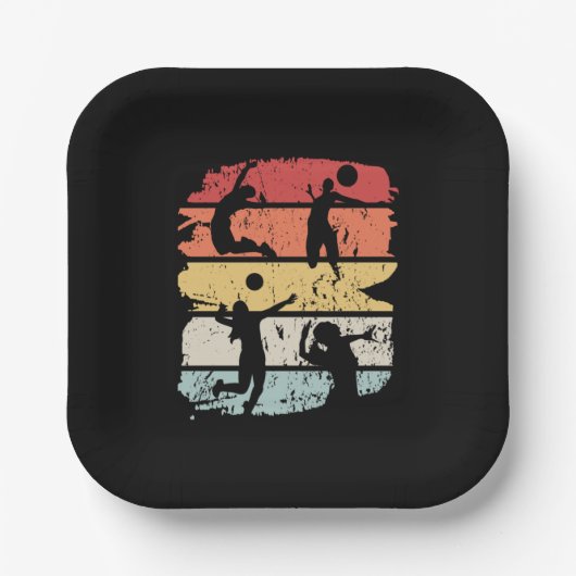 Assiettes En Carton Joueur de volley-ball Rétro (Recto)