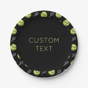 Assiettes En Carton Joueur unique de Tennis Racket Ball Motif