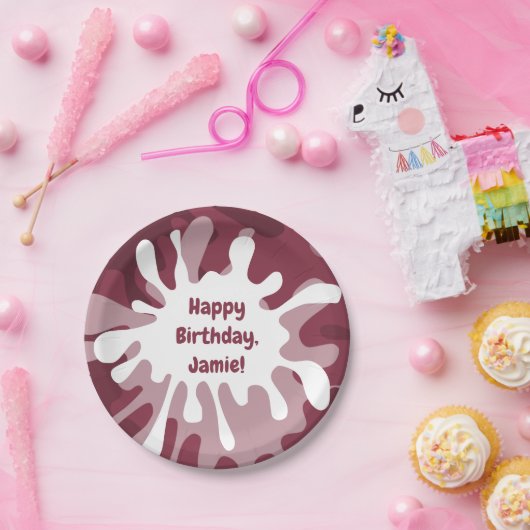 Assiettes En Carton Joueuse Abstraite peinture rouge Splatter Annivers (Fête)