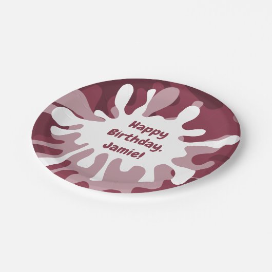 Assiettes En Carton Joueuse Abstraite peinture rouge Splatter Annivers (Angle)