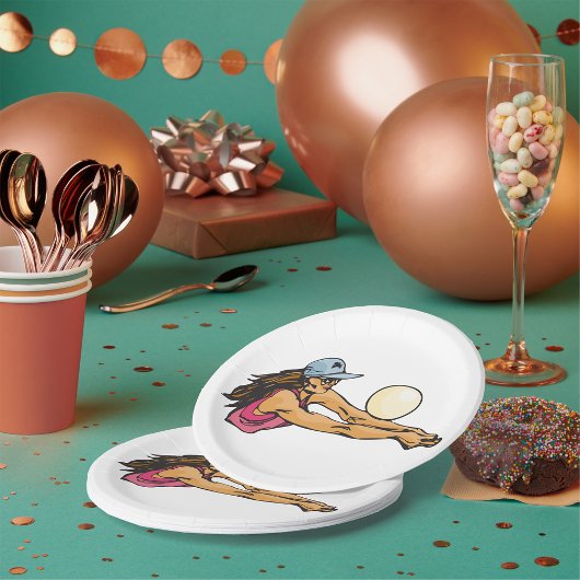 Assiettes En Carton Joueuse de volley-ball féminine