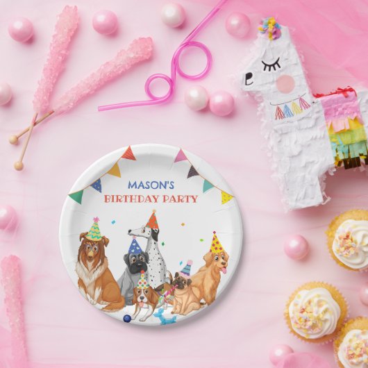 Assiettes En Carton Joueuse Groupe de chiens races fête anniversaire (Fête)
