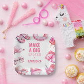 Assiettes En Carton Joueuse Piscine Rose fête d'été fille d'anniversai (Fête)