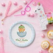 Assiettes En Carton Joug de poussette Plaid Bleu Personnalisé Mon prem (Fête)