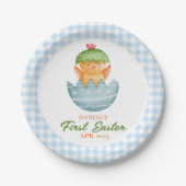 Assiettes En Carton Joug de poussette Plaid Bleu Personnalisé Mon prem (Devant)