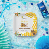 Assiettes En Carton Jour d'abeille jaune miel abeille première fille a (Fête)