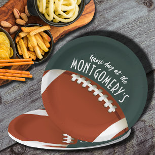 Assiettes En Carton Jour de football américain Vert foncé