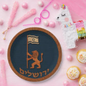 Assiettes En Carton Jour de Jérusalem Lion Avec Drapeau (Fête)