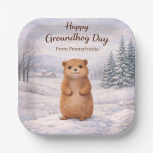 Assiettes En Carton Jour de la marmotte de Pennsylvanie