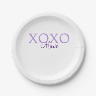 Assiettes En Carton Jour de la Saint Valentin Xoxo ajouter nom pastel