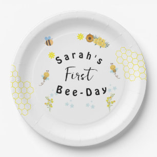 Assiettes En Carton Jour de l'abeille premier anniversaire