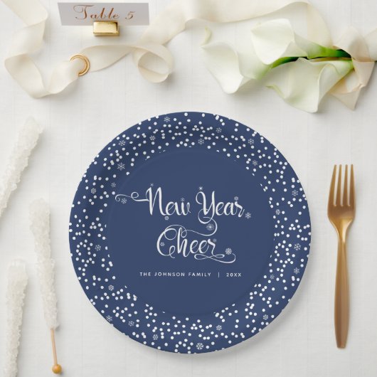 Assiettes En Carton Jour de l'année de la Marine Cheer blanc Snowflake (Mariage)