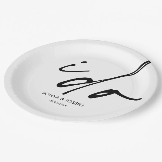 Assiettes En Carton Jour de mariage Élégant Script I Do (Angle)