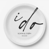 Assiettes En Carton Jour de mariage Élégant Script I Do (Devant)