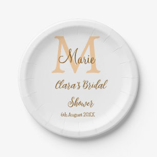 Assiettes En Carton Jour de mariage orange monogramme ajouter nom mode