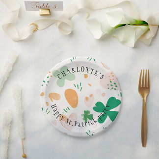 Assiettes En Carton Jour de Saint-Patricks Coupe verte personnalisée