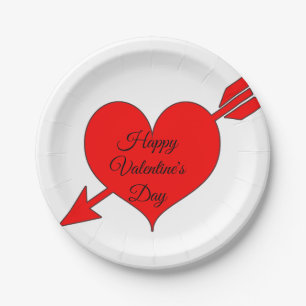 Assiettes En Carton Jour de Valentines rouge Editable de coeur de