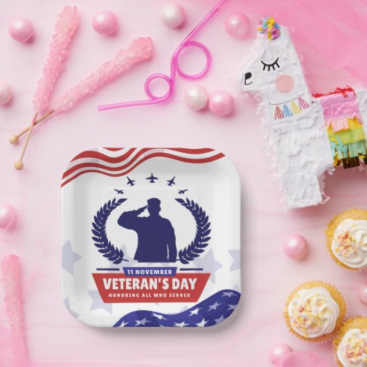 Assiettes En Carton Jour des anciens combattants - Honorer tous ceux q (Fête)
