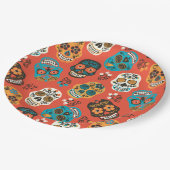 Assiettes En Carton Jour des crânes de sucre morts, orange (Angle)